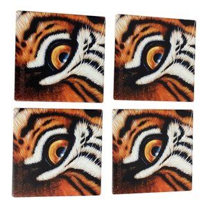 4 Tiger Life Coasters by Bernard 4" x 4" New without Tag
